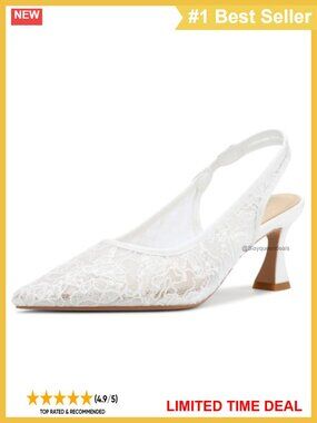 Kitten Heel Slingback Lace Mesh Pointed Toe Wedding Pumps